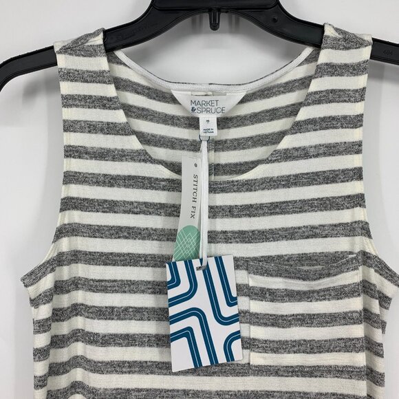 Market & Spruce Dress Gray White Stripe Meg Knit Sleeveless Mini - Picture 3 of 8